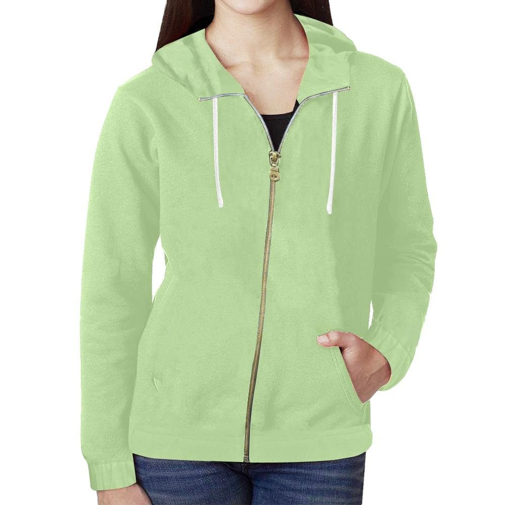 Light Green All Over Print Full Zip Hoodie for Women Model Etsy