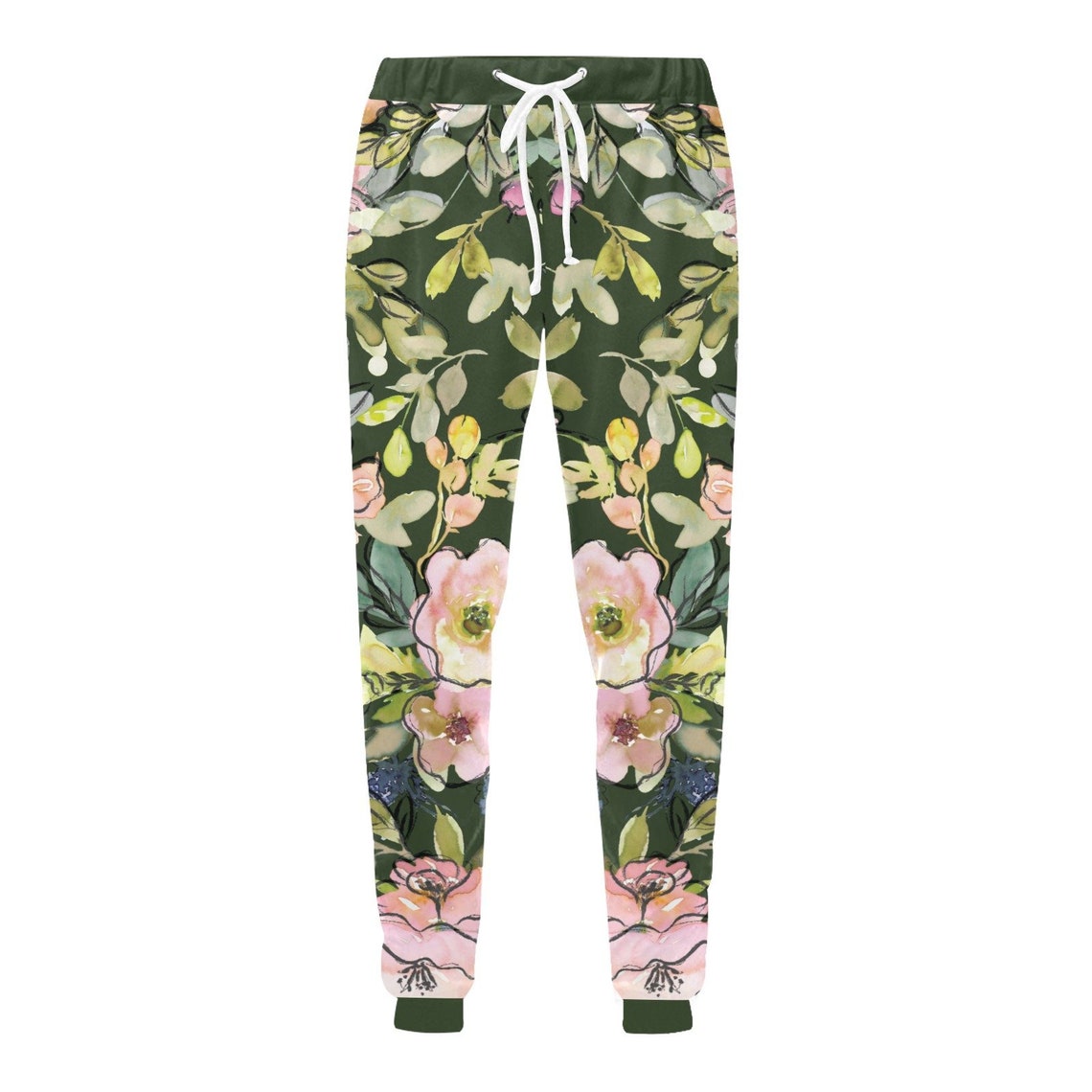 Field Flowers/Forest Green Unisex All Over Print Sweatpants | Etsy
