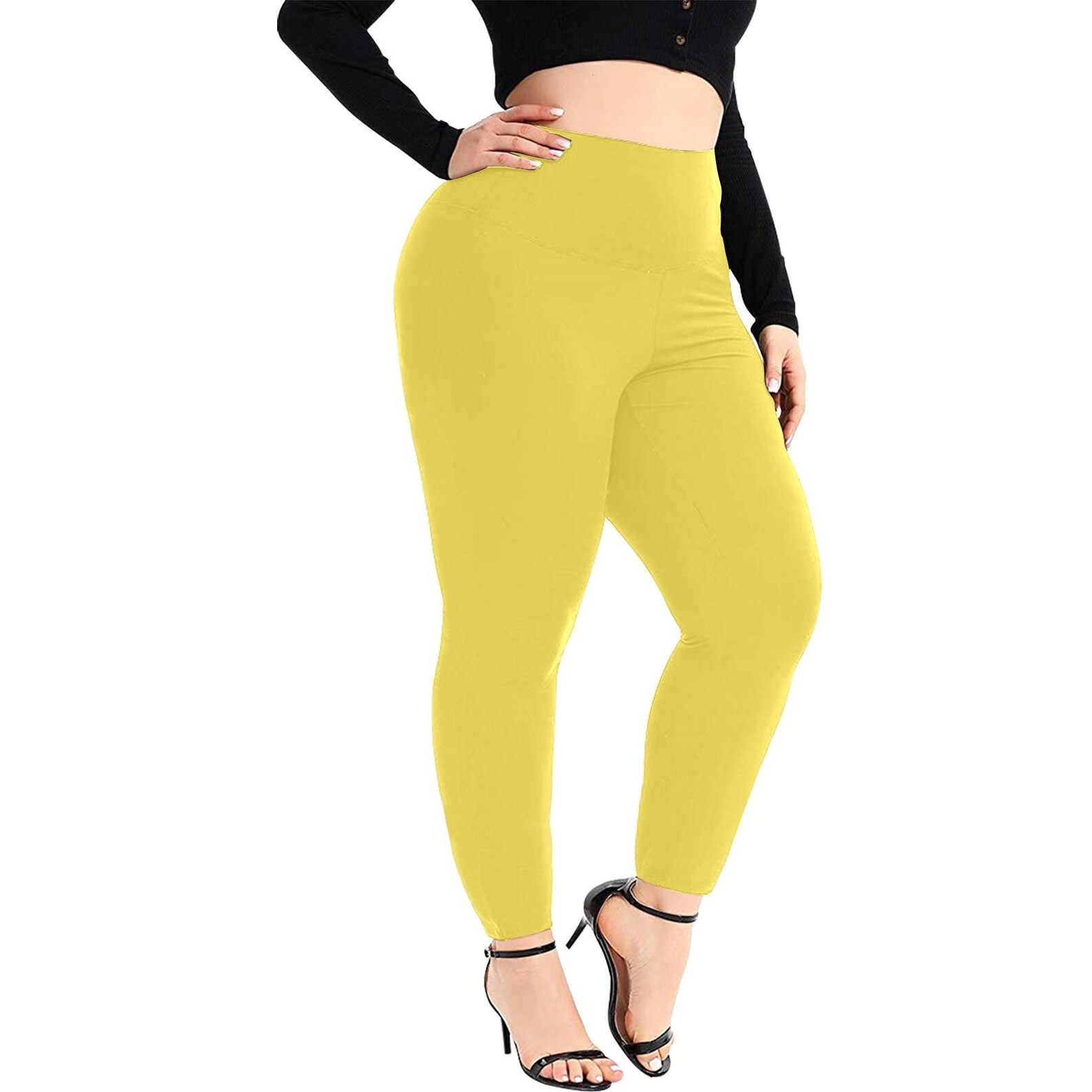 Yellow Plus Size High Waist Leggings Model L45 Etsy