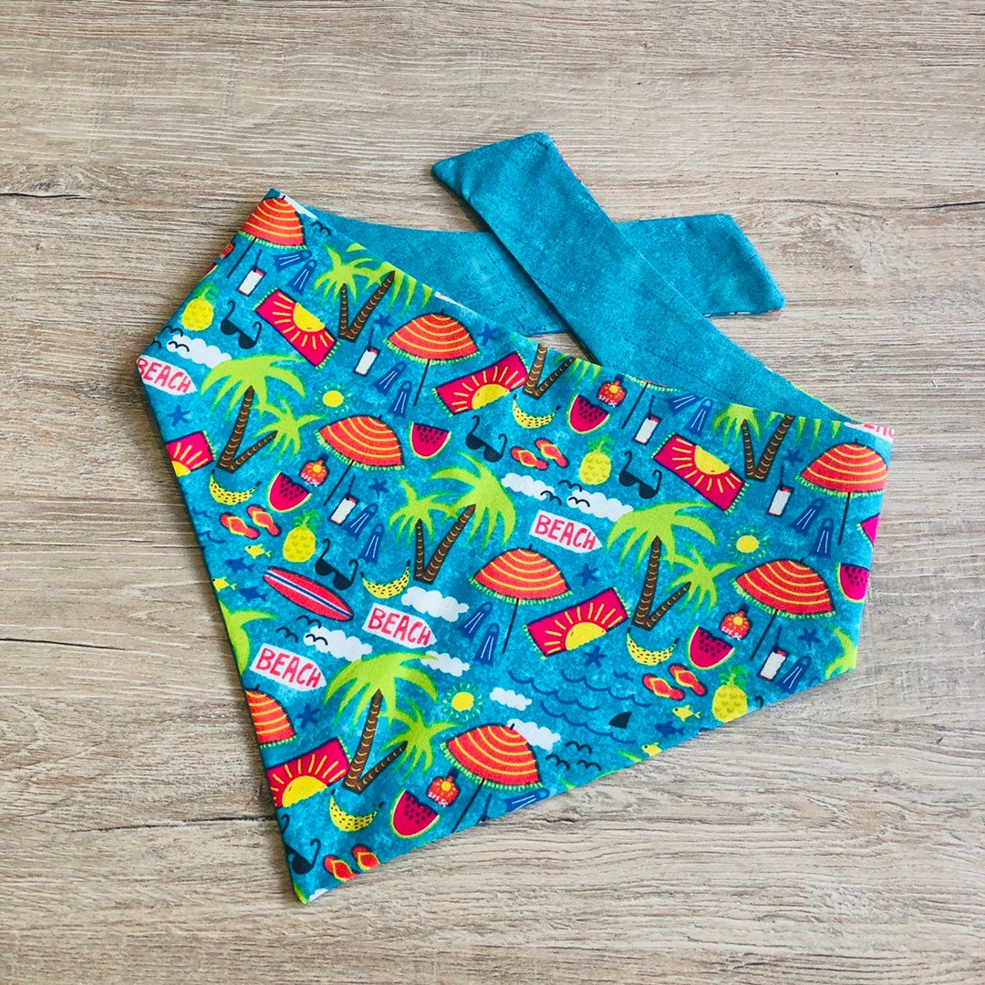 Beach Bandana Dog Bandana, Summer Dog Bandana, Over the Collar