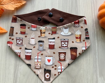 Espresso Dog Bandana, Snap-On Autumn Scarf, Matching Hair Bow
