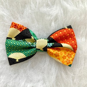 Fans with Metallic Gold Highlights dog bowtie, pet accessories, bow ties, Asian dog accessories, dog collar, pet bow tie, Asian bow tie