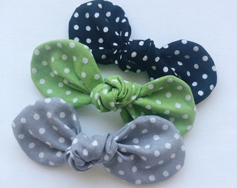 New! Gray Green Black bow, Plka dot hair bow, girl dog bow, hair clip for dogs, alligator clip, french barrette