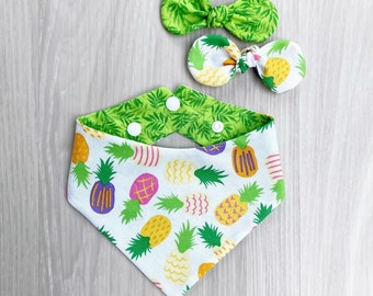 Pañuelo de piña para perro, bufanda de verano para mascotas, lazo para el pelo a juego