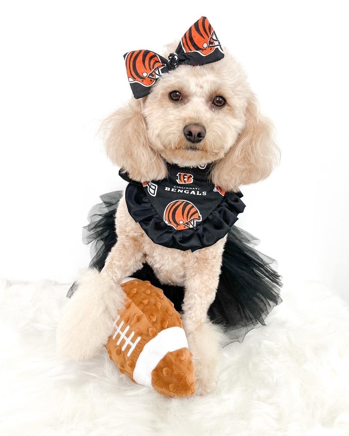 Football Dog Bandana With Ruffles Snap on Bandana Matching