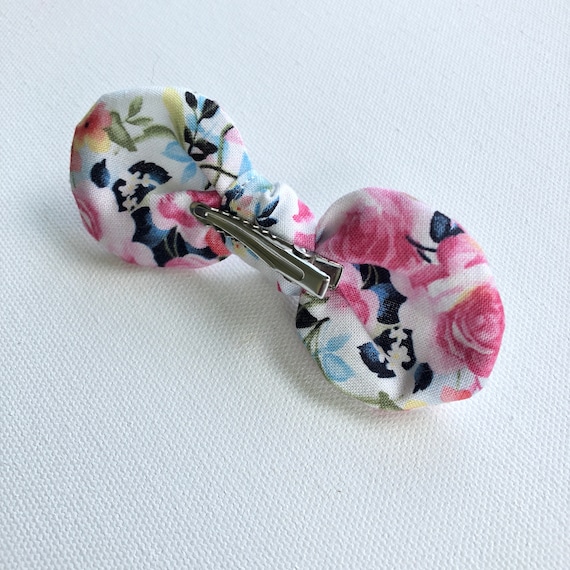 Handmade Cotton Dog Hair Bow Clip, Alligator Clip, 3.75