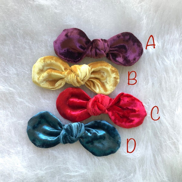 New! Velvet Dog hair bow, girl dog bow, hair clip for dogs, alligator clip, french barrette, fall hair bow, Christmas colors
