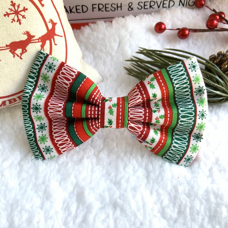 Christmas Dog Bowtie Holiday Bow Tie Pet Accessories Bow Etsy