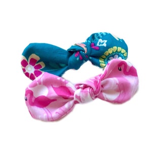 New! Pink Flamingo and Teal Floral Dog hair bow clip, girl dog bow, hair clip for dogs, alligator clip, french barrette clip, Summer bowtie