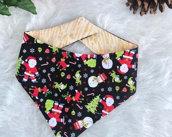Reversible Santa Dog Bandana, Christmas Puppy Bandana