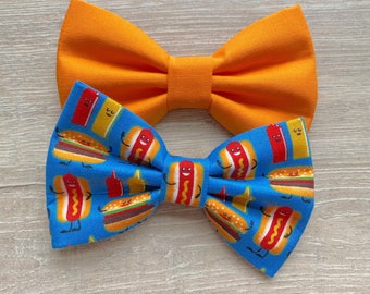Summer Dog Bowtie, Hot Dogs and Burgers, pet accessories, bow ties, dog accessories, dog collar, pet bow tie