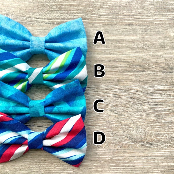 Sky Blue Paintbrush, Green Waves, Blue Triangles & Red Waves dog bowties, colorful bows, Dog bowties, Dog Collar Bow Tie, Dog Accessories
