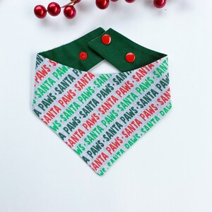 Christmas dog bandana, Santa paws bandana, Seasons Dog Bandana, easy Snap-On dog bandana, pet accessory, over the collar