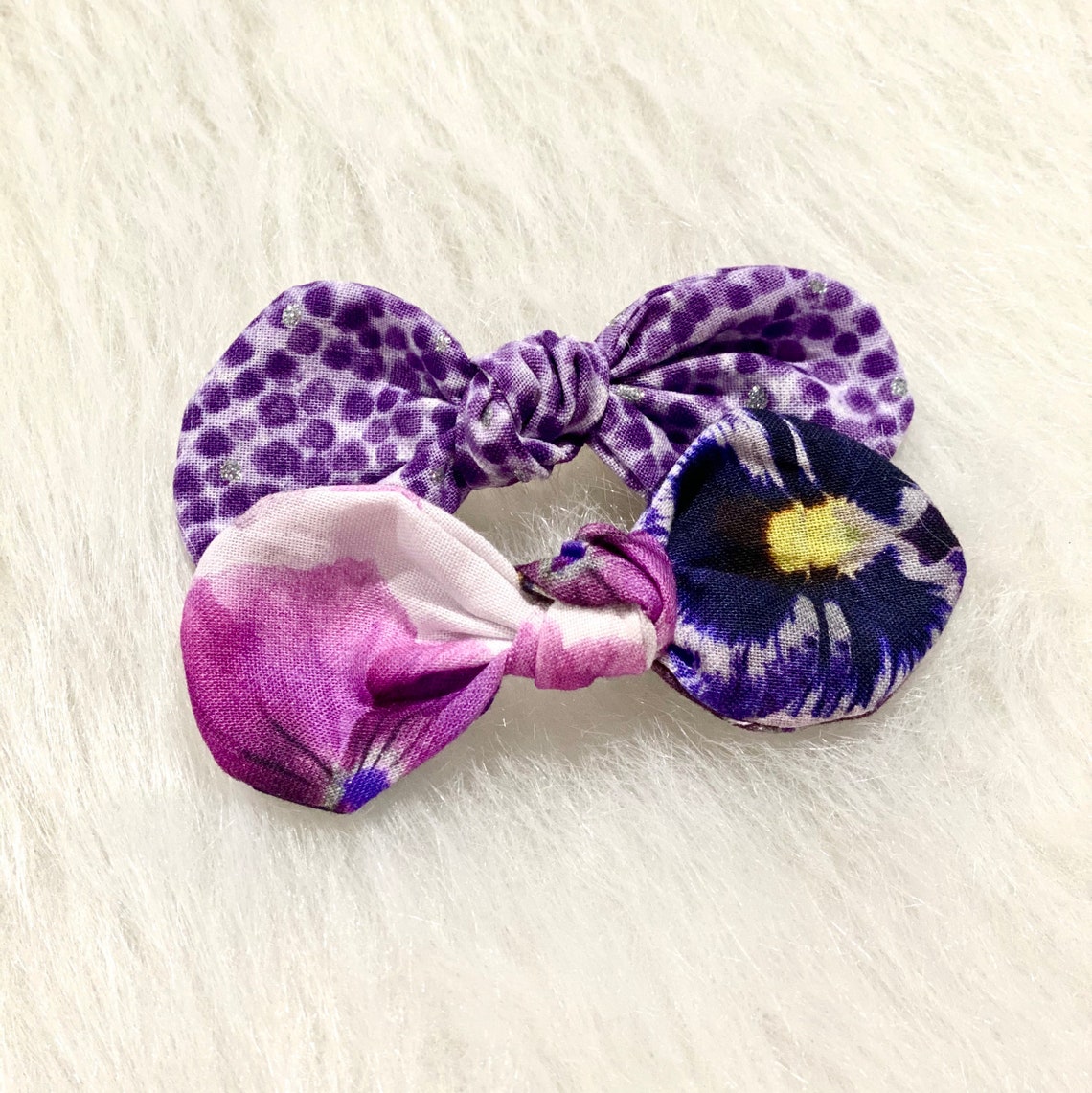 New Purple Floral Dog Hair Bow Clip Girl Dog Bow Hair Clip Etsy