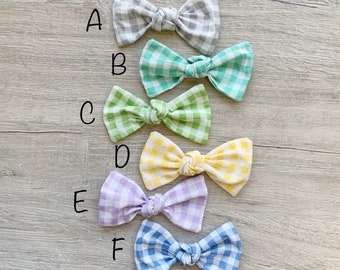 2 Kleine Grüne Gingham-Haarschleifen – Mit Krokodilclip, Ca. 7 Cm, Perfekt Für Schuloutfits