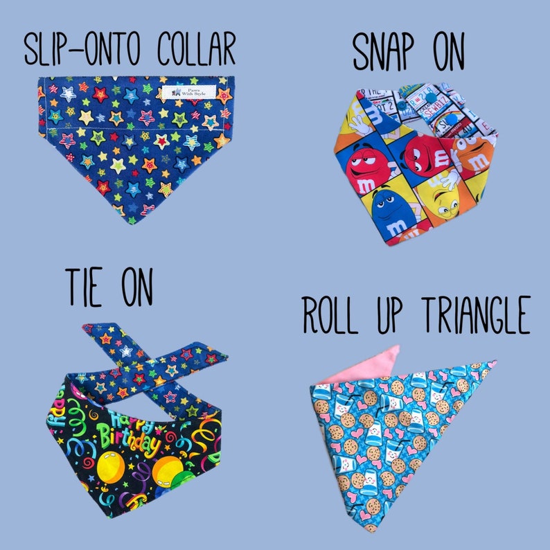 tie on Dog Clothe snap on bandana snaps on Summer bandana Pet Scarf reversible Cookies and Milk Dog Bandana Puppy bandana
