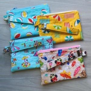 SET Zipper Pouch/Coin Purse with Matching Key Fob Handmade Quilted wristlets key chain wallets