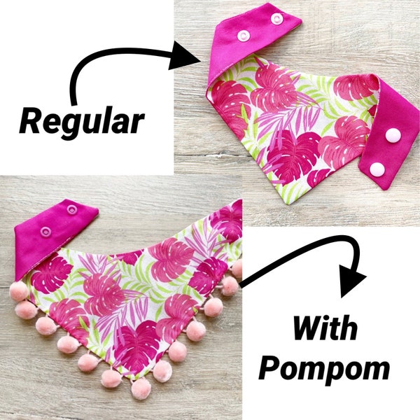 Palm pink dog bandana, summer Puppy bandana, Seasons Dog Bandana, easy snap-on dog bandana, pet accessory, bandana for dogs