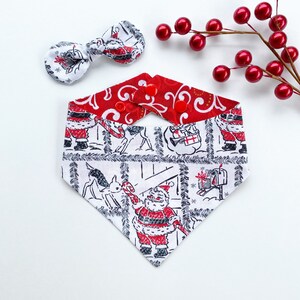 Christmas dog bandana, Santa Claus bandana, Seasons Dog Bandana, easy snap-on dog bandana, pet accessory, over the collar