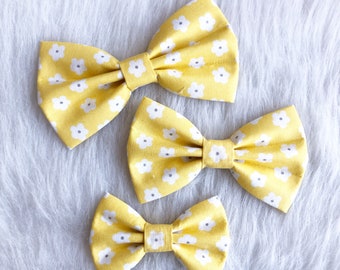 Floral Dog Bow Tie, Yellow Daisy Pet Collar Accessory