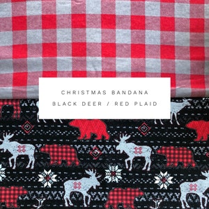 Nouveau! Bandana de chien de Noël, plaid rouge cerf noir, chien réversible Bandana, bandana de chien, bandana de chien de chiot, au-dessus du collier, cravate sur bandana