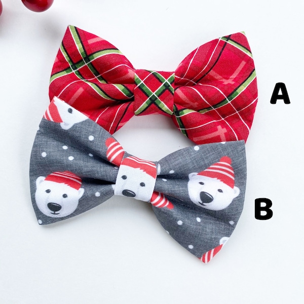 Christmas Dog bowties, Stripe and polar bears Dog bowties, Dog Collar Bow Tie, Dog Accessories, Dog Fashion