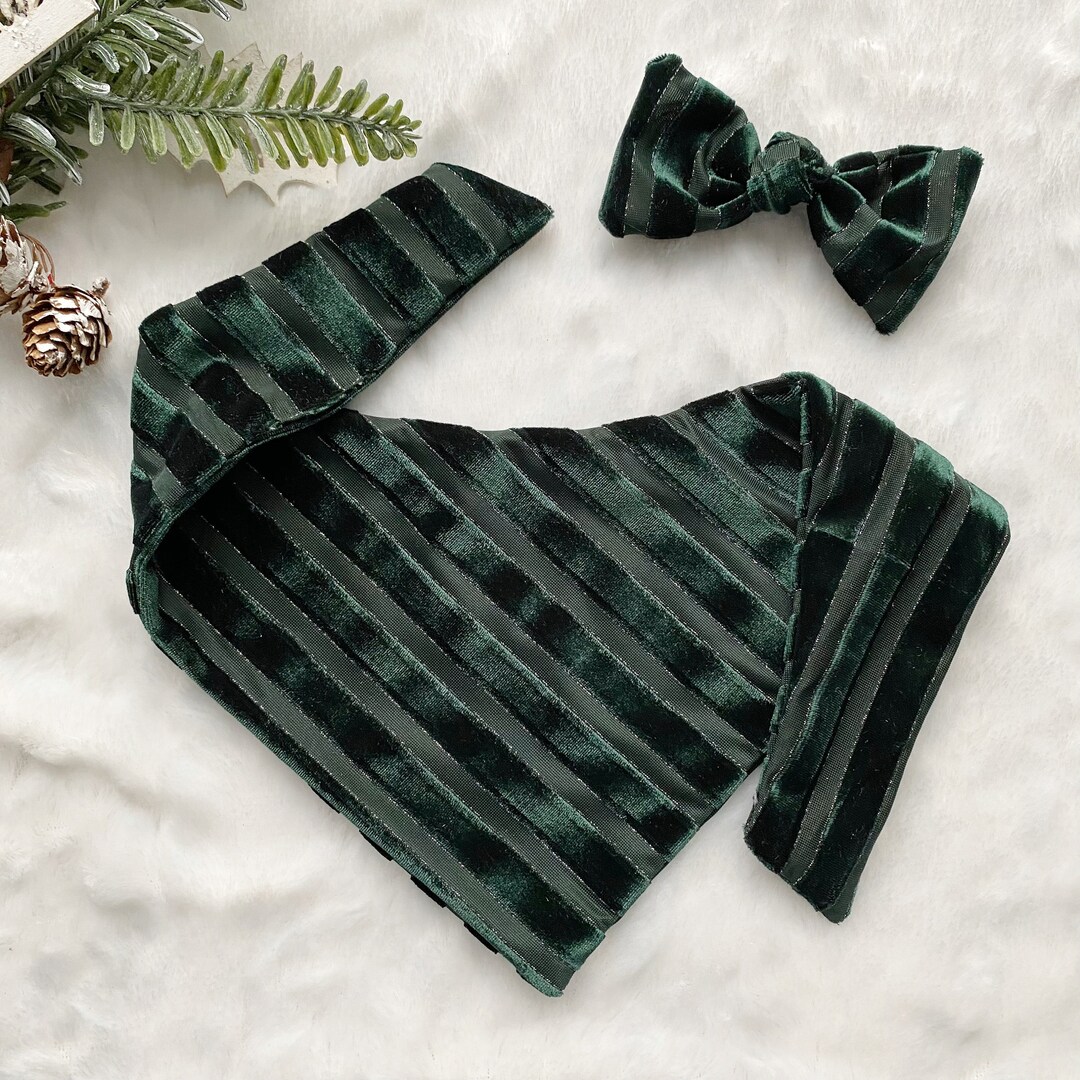 New Hunter Green Velvet Dog Bandana Fancy Bandana Snap on Etsy