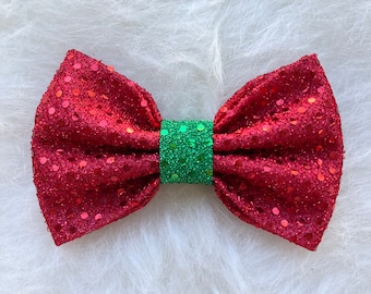 Christmas Red Glitter Dog Bow Tie, Dog Accessories, Dog Clothe, Dog Bow tie, Puppy Bow, Pet bowtie, Red bow tie, Glitter Bow