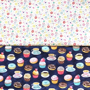 New! Cupcakes & Coffee Dog Bandana, Pet Scarf, snaps on, tie on, Season bandana, spring bandana, pom pom bandana, pet bandana