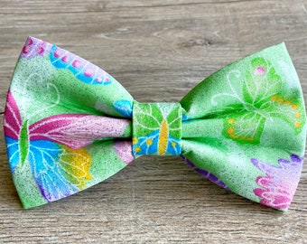 Green Butterfly Dog Bow Tie, Dog Accessories, Dog Clothe, Dog Bow tie, Puppy Bow, Pet Scarf, Summer dog bowties, camping bow tie