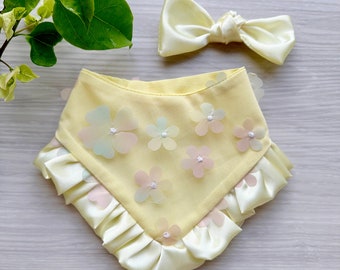 Spring Dog bandana with ruffles, Light Yellow