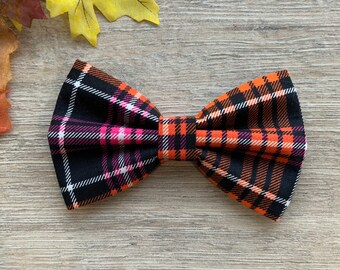Thanksgiving Plaid Dog Bowtie, Pet Collar Accessory