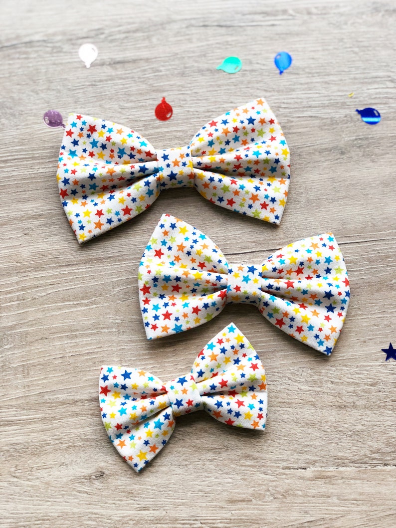 Birthday dog bowtie, Tiny stars, pet accessories, dog bow, dog accessories, dog collar, pet bow tie, Sailor Bow, bark pawty image 1