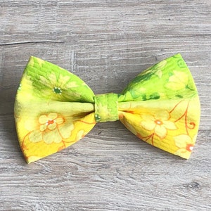 Yellow Floral Dog Bowtie, pet accessories, bow ties, dog accessories, dog collar, pet bow tie