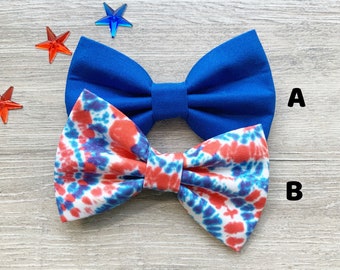 4th of July dog bowtie, Red tie dye, patriot dog bowtie, independence day, Bowtie with velcro, red white and blue, pet accessories,