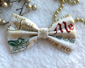Christmas Dog Bowtie, Holiday Pet Collar Accessory