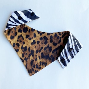 Neu! Leopard Hundehalstuch, Zebra Hundehalstuch, einfaches Snap-On Hundehalstuch, Haustierzubehör, Halstuch für Hunde, passende Haarschleife