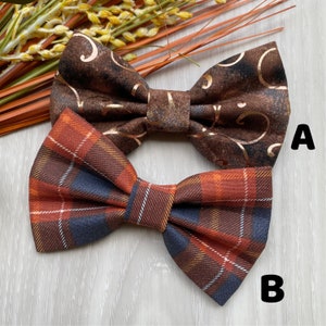 Fall dog bowtie, Brown Swirls and Plaid bowtie, pet accessories, bow ties, dog accessories, dog collar, pet bowtie