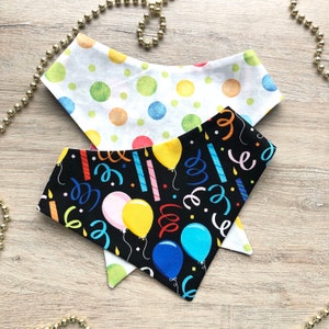 New! Happy Birthday Dog Bandana, Pet Scarf, snaps on, tie on, Season bandana, spring bandana, pom pom bandana, pet bandana