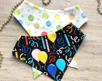 New! Happy Birthday Dog Bandana, Pet Scarf, snaps on, tie on, Season bandana, spring bandana, pom pom bandana, pet bandana