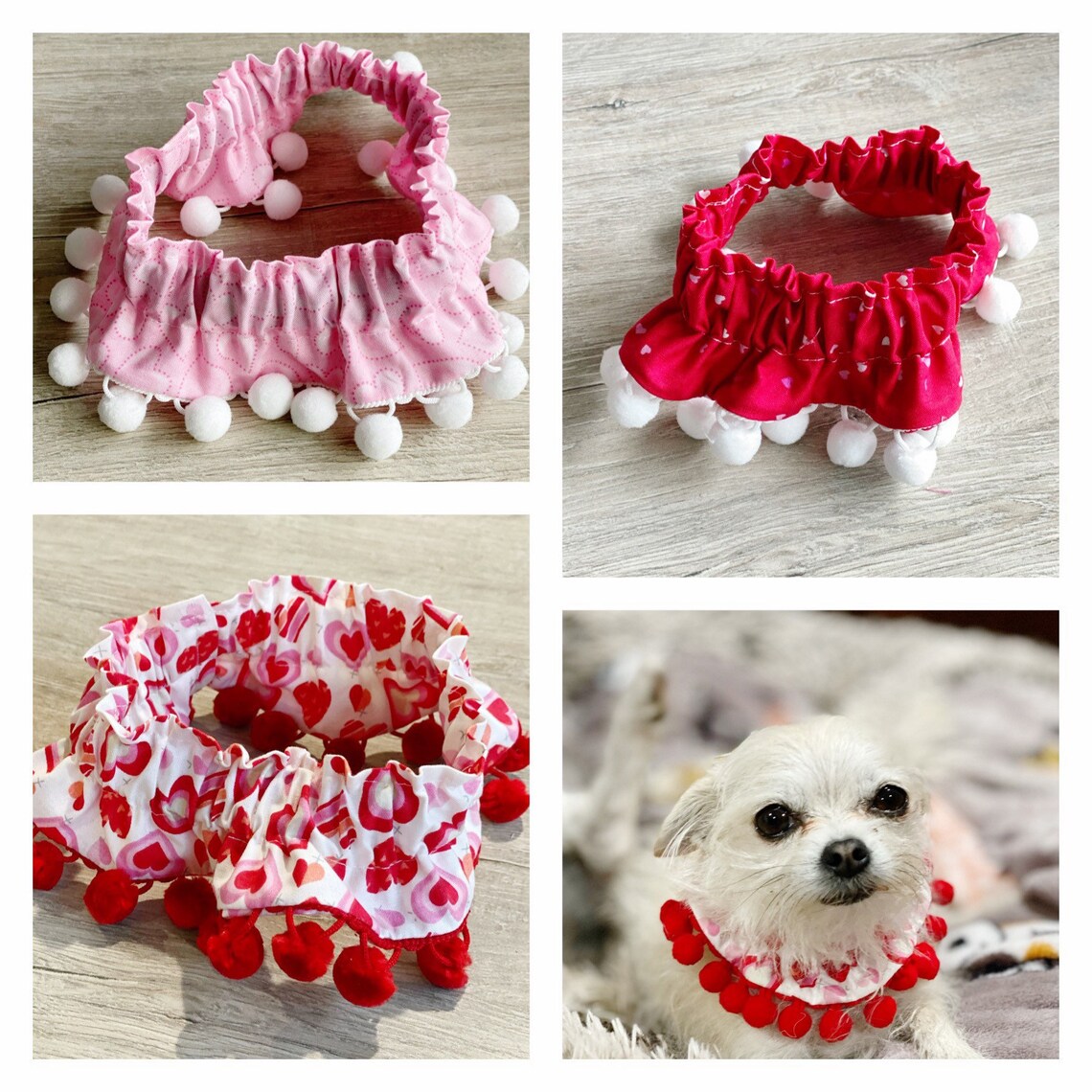 New Valentines Dog Ruffle Collar Pink Red and Pink Dog | Etsy