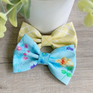 Spring dog bow tie, Floral blue dog accessories, bowtie for dog collar, Sailor Bows for dog, Dog lover gift, Pet dog collar, Dapper bowtie