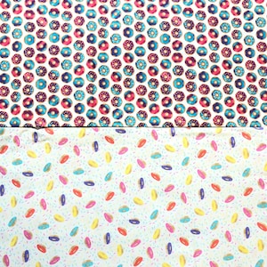 New! Tiny Donuts Dog Bandana, Pet Scarf, snaps on, tie on, Season bandana, spring bandana, pom pom bandana, pet bandana