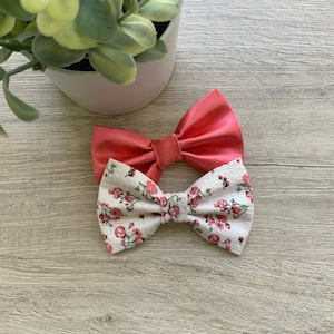 Spring dog bow tie, Peach satin dog accessories, bowtie for dog collar, Sailor Bows for dog, Dog lover gift, Pet dog collar, Dapper bowtie