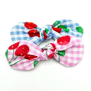 New Picnic Cherries Dog hair bow clip, girl dog bow, hair clip for dogs, alligator clip, french barrette clip, spring hair bow