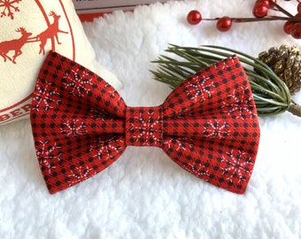 Weihnachten Hund Fliege, rot karierte Schneeflocke, Haustier Zubehör, Fliege, Hund Zubehör, Hundehalsband, Haustier Fliege, Weihnachten bOwtie