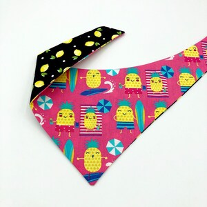 New! Beach Pineapple Dog Bandana, Pet Scarf, snaps on, tie on, Season bandana, spring bandana, pom pom bandana, pet bandana