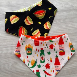Dog Bandana, Chips and salsa Spicy sauce, Reversible Snap Bandana, Over the collar bandana, Spring scarf for dogs, pet accessories,