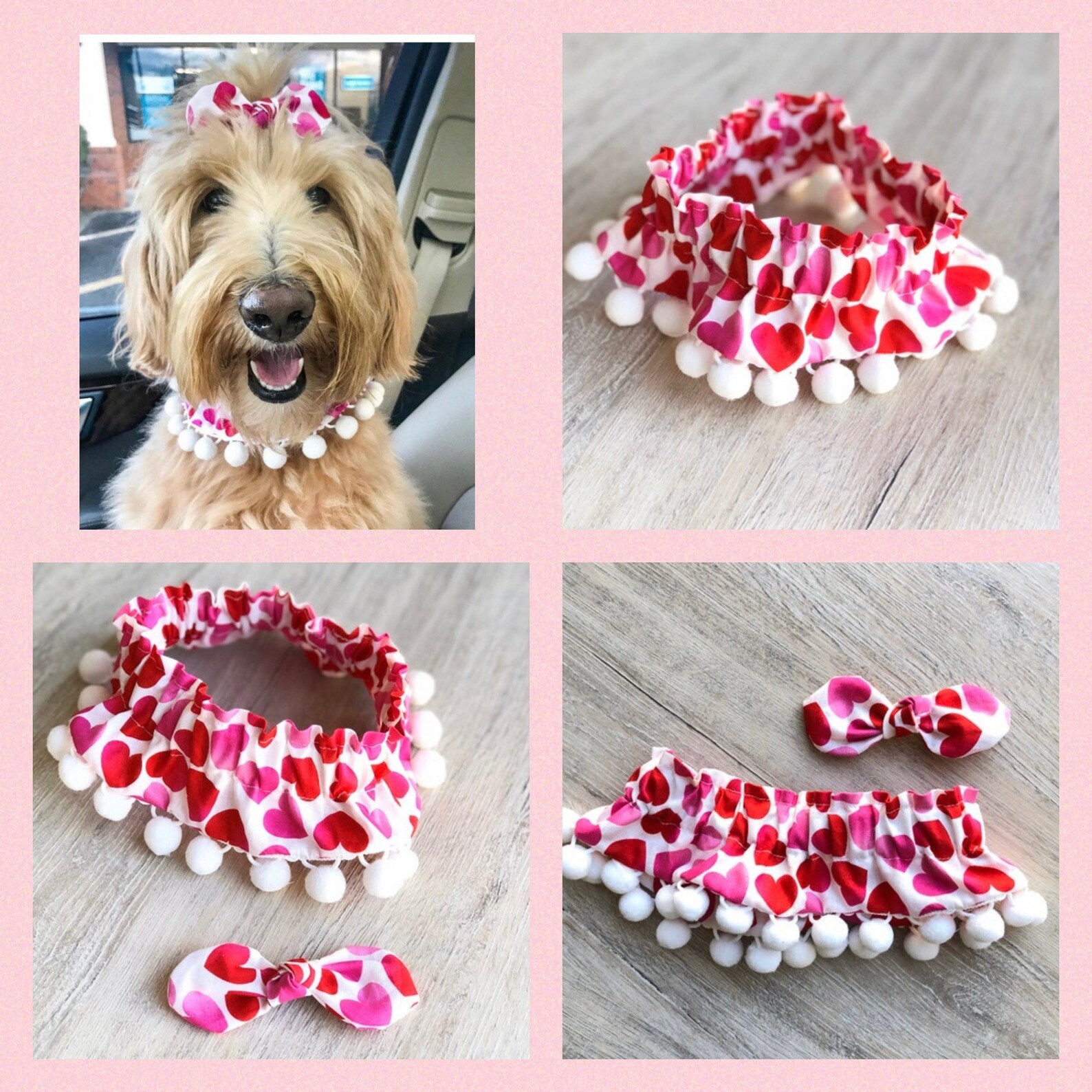 New Valentines Dog Ruffle Collar Pink Red and Pink Dog | Etsy