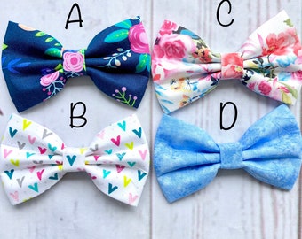 Floral Bow Tie, Dog Accessories, Dog Clothe, Dog Bow tie, Puppy Bow, flowers bow tie, blue bow tie